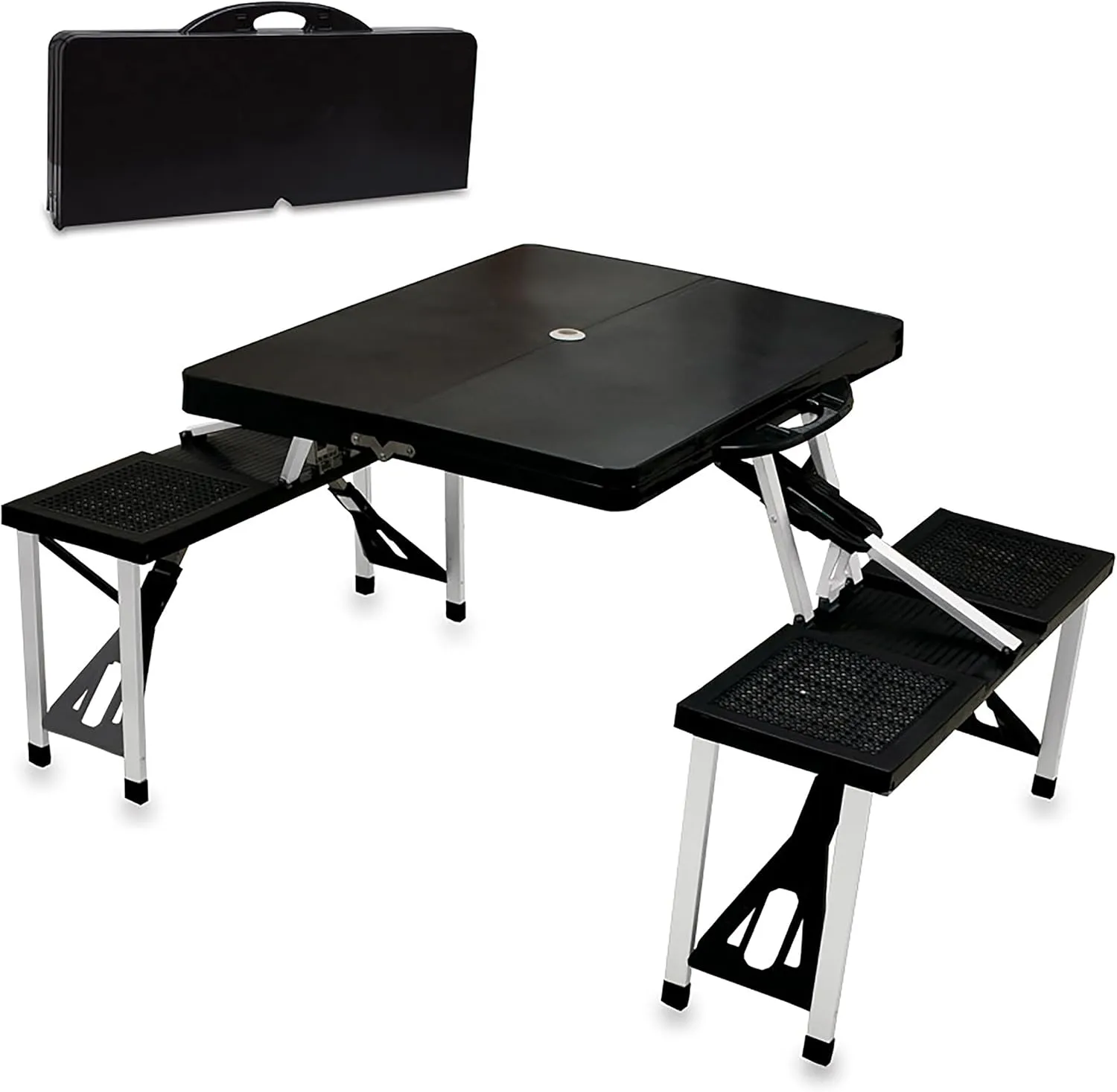 PICNIC TIME Folding Picnic Table, Camping Table, Outdoor Table with Umbrella Hole