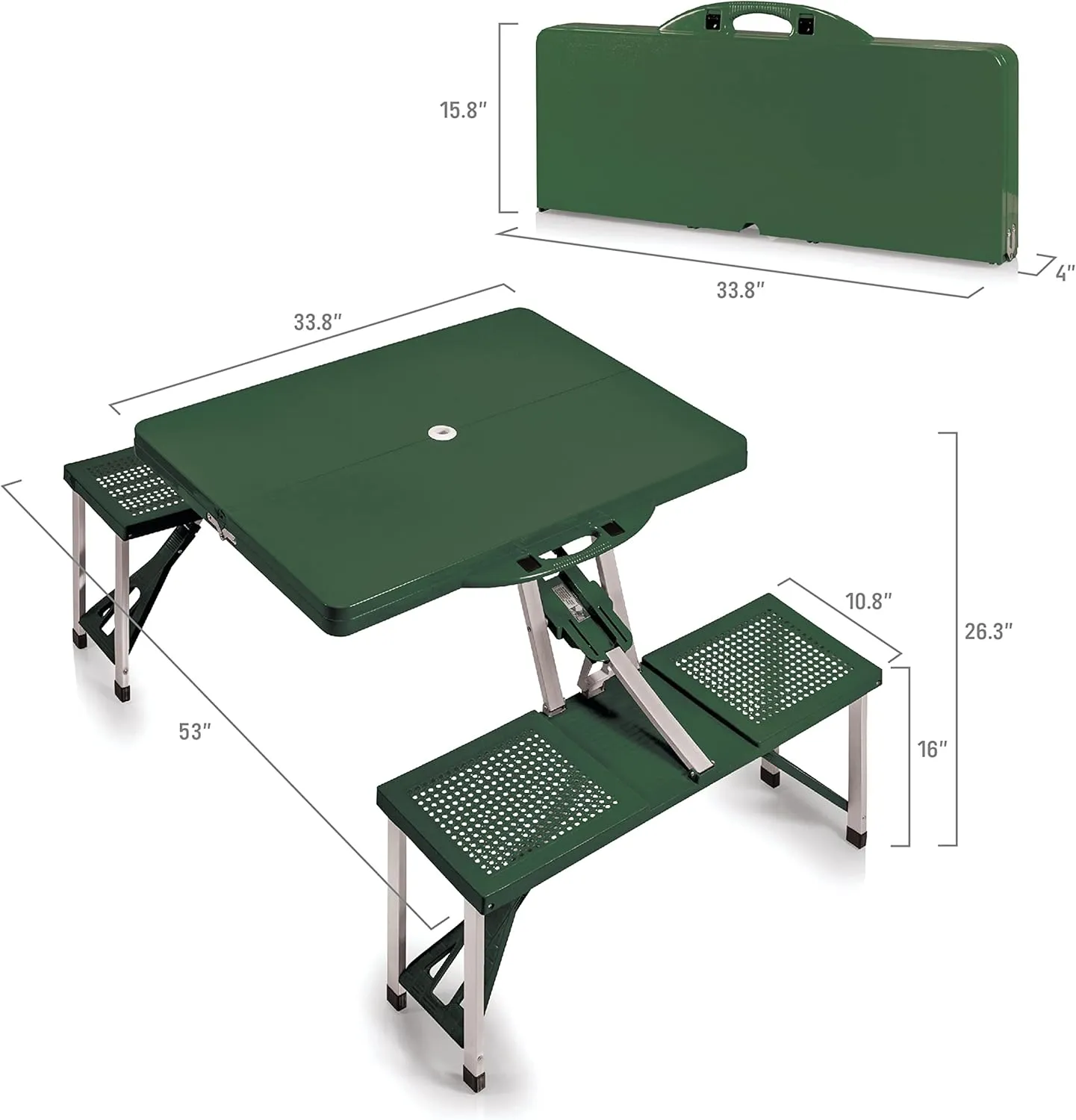 PICNIC TIME Folding Picnic Table, Camping Table, Outdoor Table with Umbrella Hole