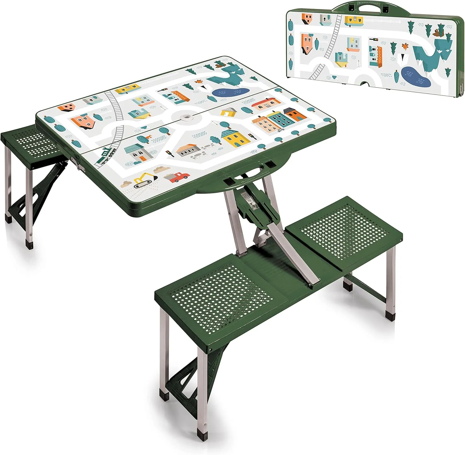 PICNIC TIME Folding Picnic Table, Camping Table, Outdoor Table with Umbrella Hole