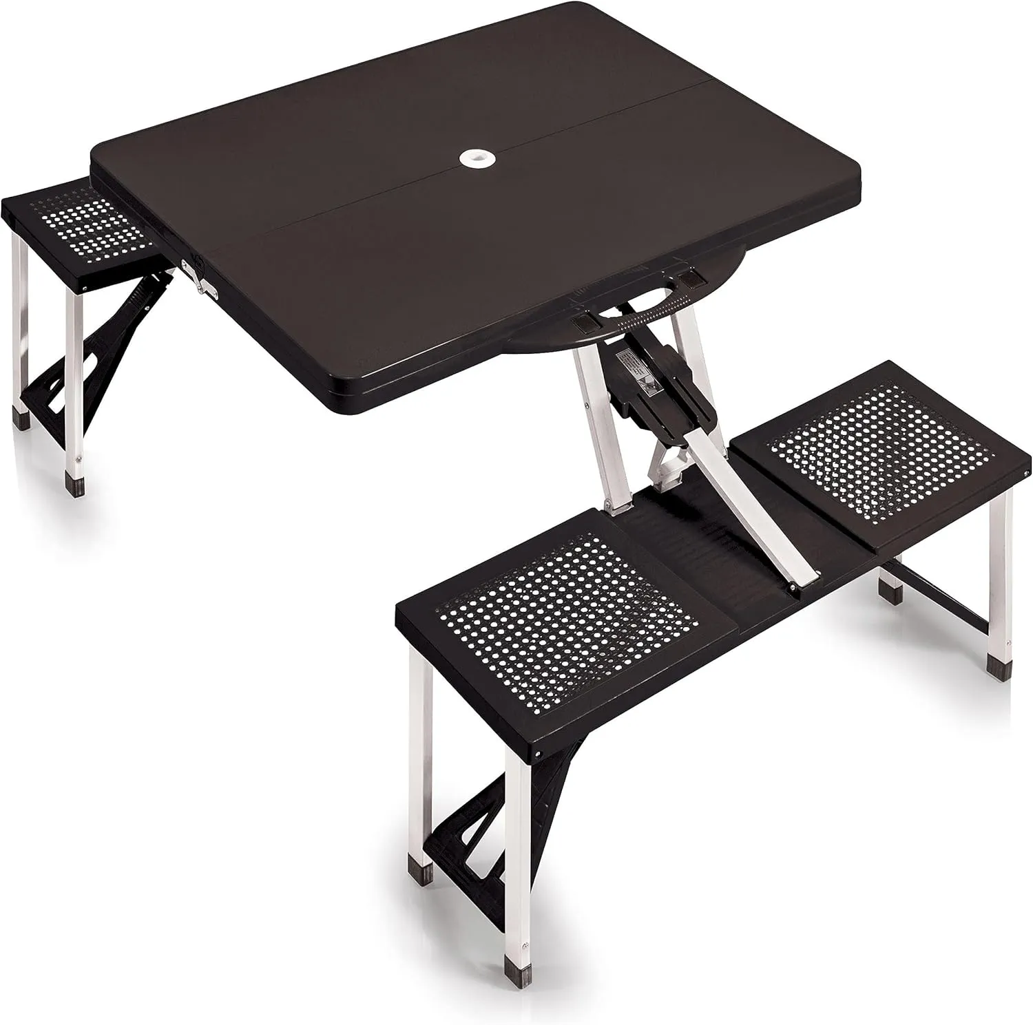 PICNIC TIME Folding Picnic Table, Camping Table, Outdoor Table with Umbrella Hole