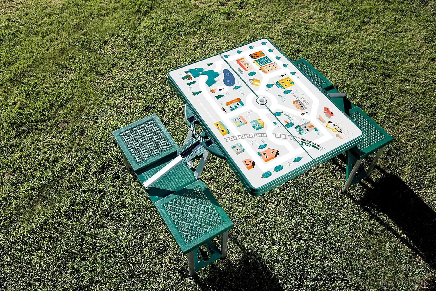 PICNIC TIME Folding Picnic Table, Camping Table, Outdoor Table with Umbrella Hole