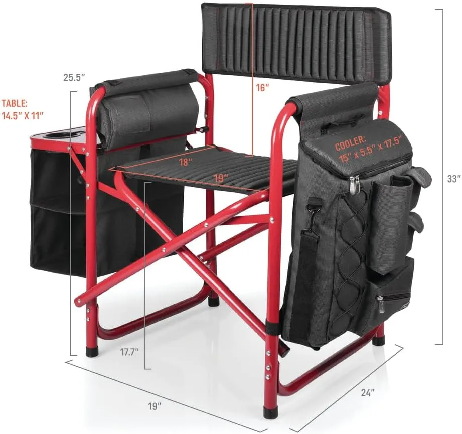 PICNIC TIME NCAA Arkansas Razorbacks Fusion Camping Chair with Side Table and Soft Cooler - Beach Chair for Adults - Lawn Chair