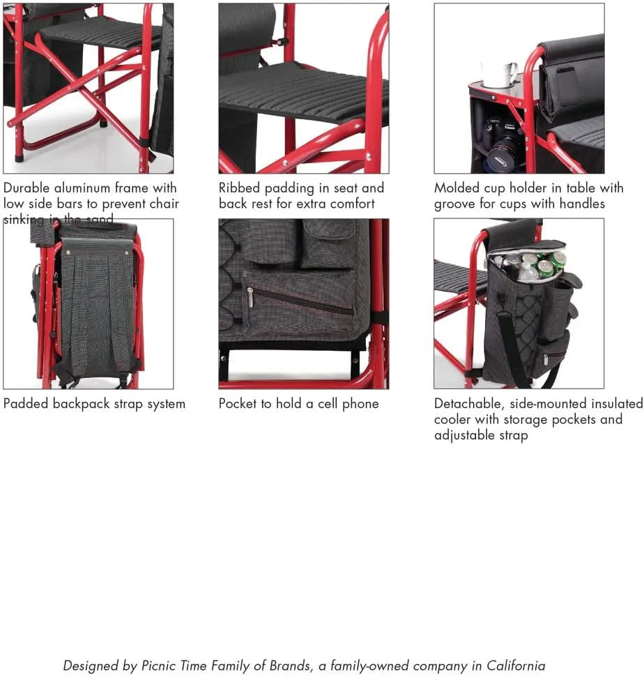 PICNIC TIME NCAA Arkansas Razorbacks Fusion Camping Chair with Side Table and Soft Cooler - Beach Chair for Adults - Lawn Chair