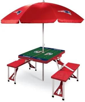 PICNIC TIME NFL Picnic Table Portable Folding Table with Seats and Umbrella