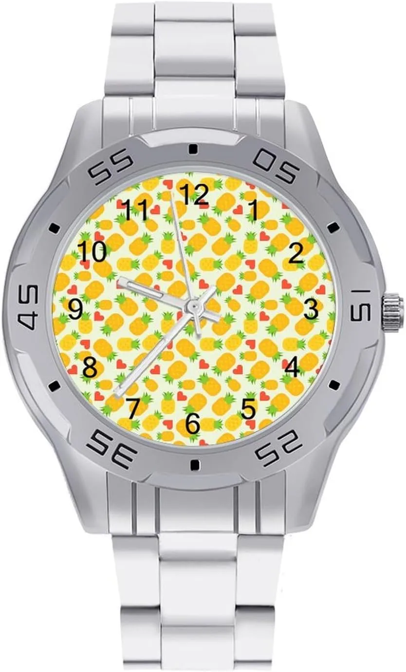Pineapple Simple Stainless Steel Band Business Watch Dress Wrist Unique Luxury Work Casual Waterproof Watches