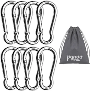 Pixel Panda 3.1&4 Inch Heavy Duty Carabiner Clips Load 1000lbs, 2&4&8Pack Large Snap Hooks for Gym, Outdoor, Swing, Hammock