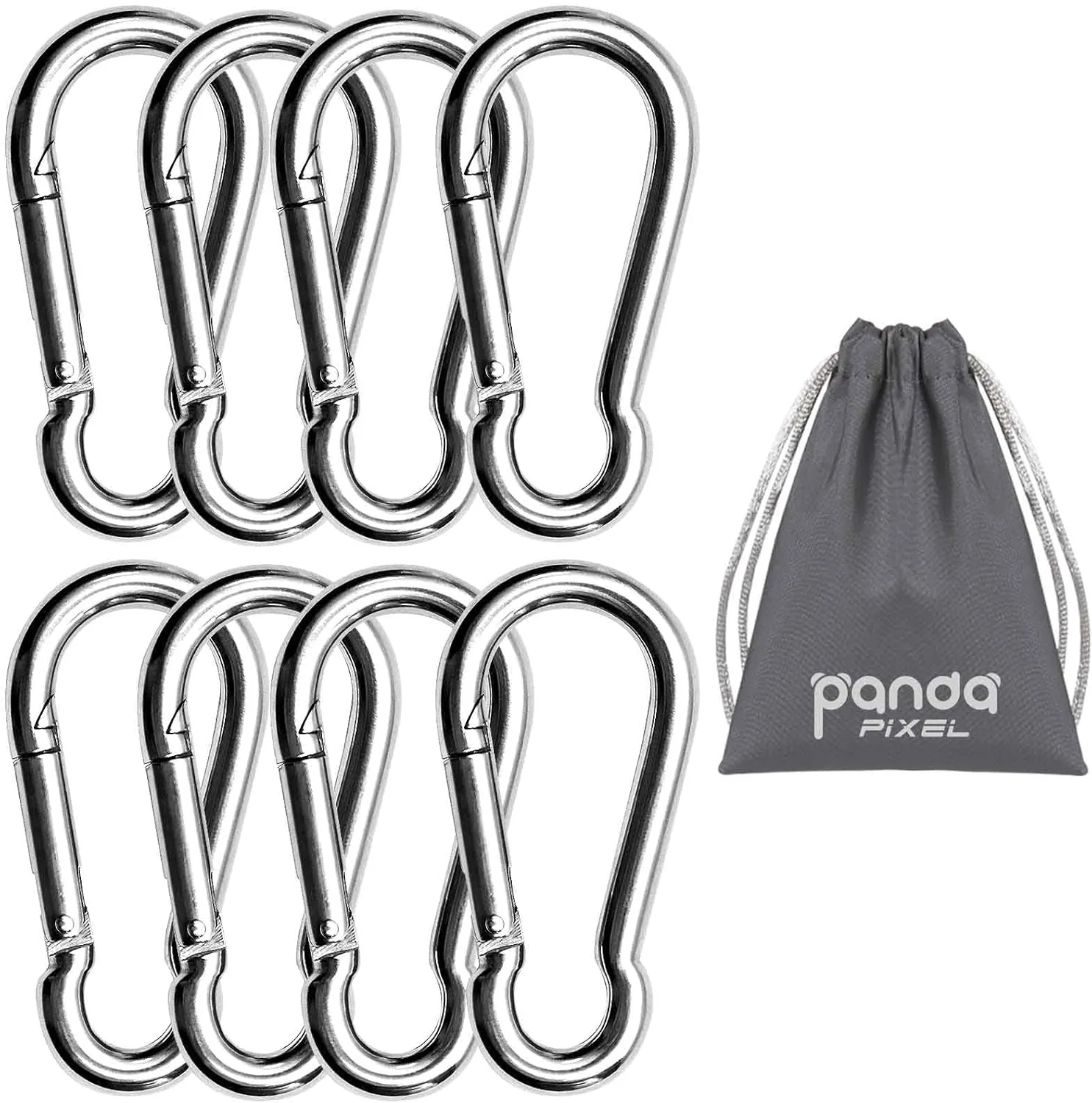 Pixel Panda 3.1&4 Inch Heavy Duty Carabiner Clips Load 1000lbs, 2&4&8Pack Large Snap Hooks for Gym, Outdoor, Swing, Hammock