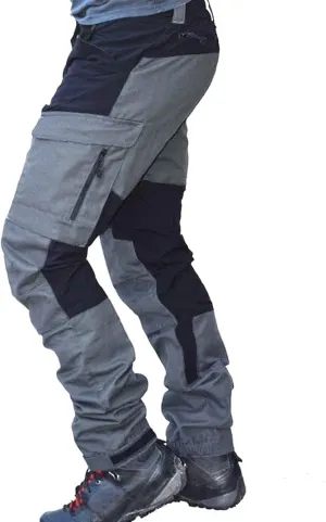 Plus Size Men Cargo Pants Baggy Straight Leg Pant Color Block Hiking Pants Casual Work Pants Light Tactical Trousers