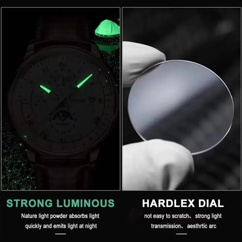 Poedagar Men Watch Fashion Sport Men's Wristwatch Waterproof Luminous Leather Date Quartz Watches Man Clock