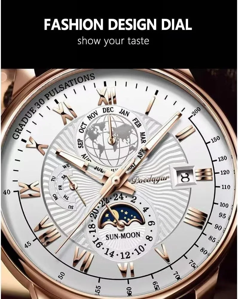 Poedagar Men Watch Fashion Sport Men's Wristwatch Waterproof Luminous Leather Date Quartz Watches Man Clock