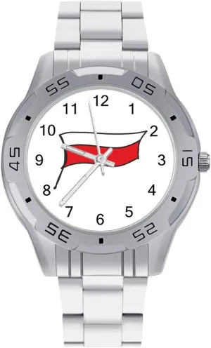 Poland Polska Flag Simple Stainless Steel Band Business Watch Dress Wrist Unique Luxury Work Casual Waterproof Watches