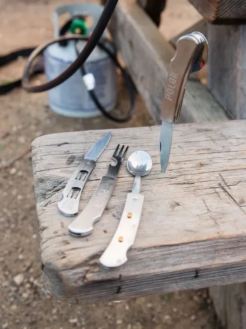 Poler Portable Utensils/Portable Utensil Set 3-in-1 Hobo Set Folding Spoon, and Fork