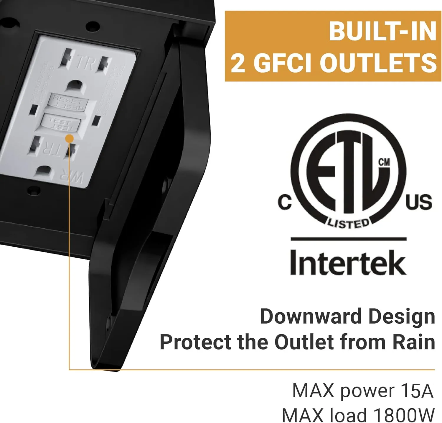 Porch Light Outdoor with GFCI Outlet - 3 Lighting Modes Exterior Light Fixture, Dusk to Dawn Motion Sensor Wall Mount Outside Lights for House,Garage,Front Door, Patio
