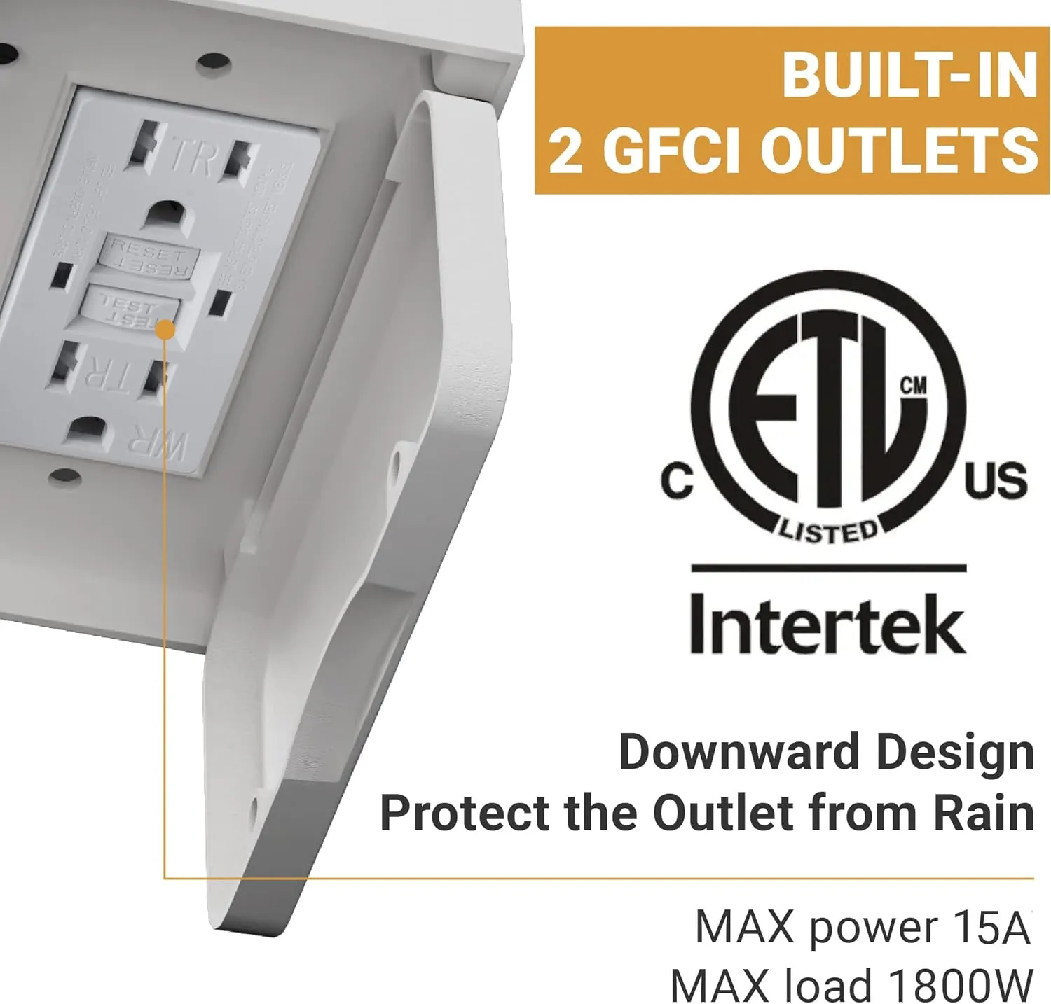 Porch Light Outdoor with GFCI Outlet - 3 Lighting Modes Exterior Light Fixture, Dusk to Dawn Motion Sensor Wall Mount Outside Lights for House,Garage,Front Door, Patio