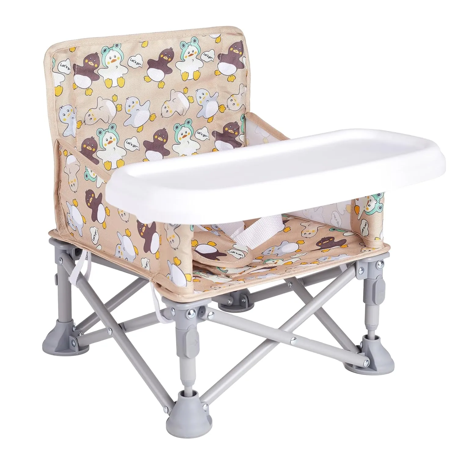 Portable Baby Booster Seat with Tray, Toddler Booster seat for Dining, Camping, Travel, Baby Beach Chair 6 Months to 3 Years Old Indoor Outdoor Use CH2404