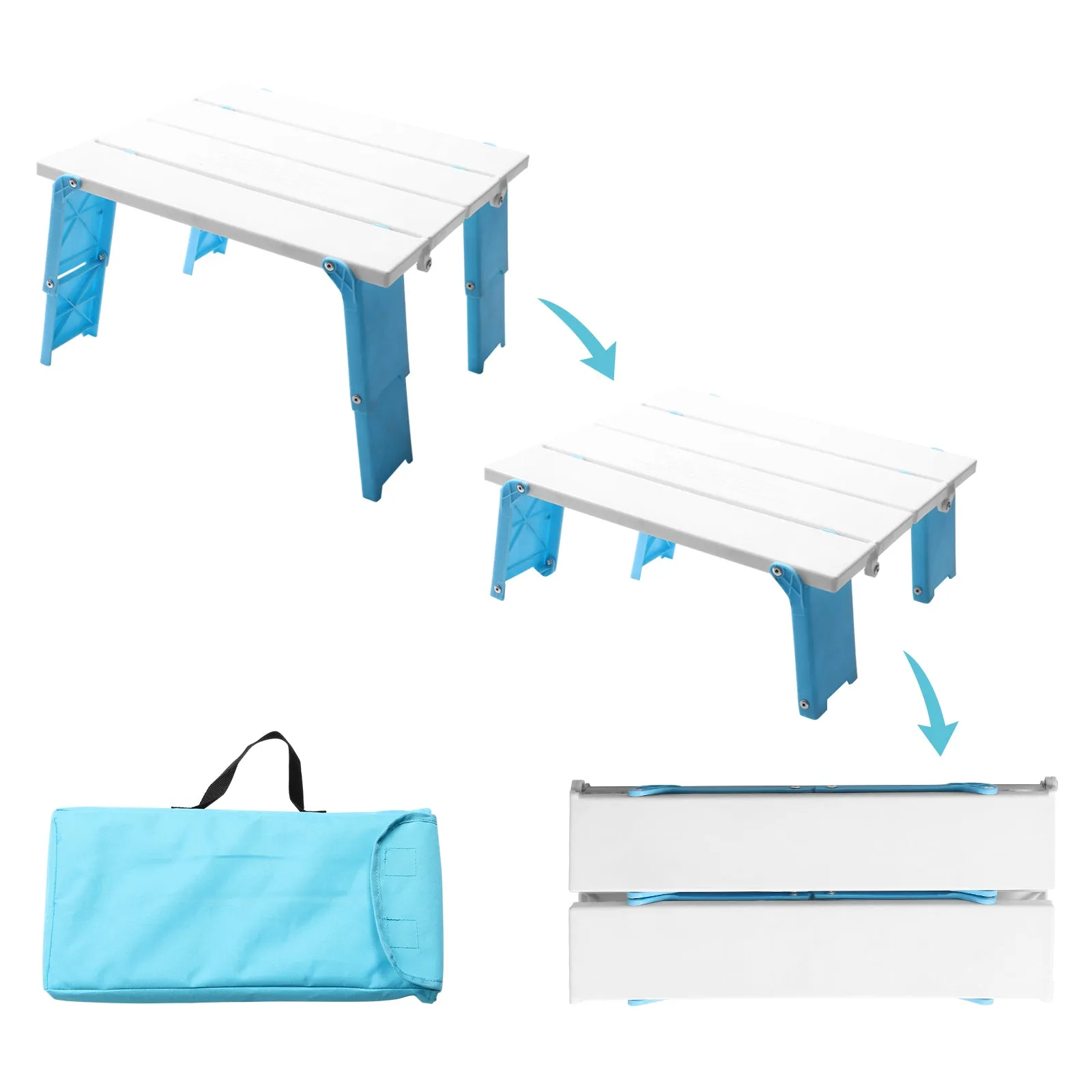 Portable Beach Table Folding Camping Side Table for Picnic BBQ with Carry Bag