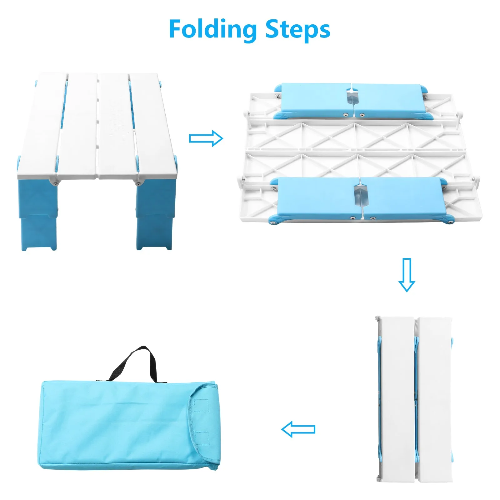 Portable Beach Table Folding Camping Side Table for Picnic BBQ with Carry Bag