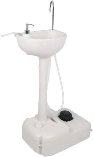 Portable Camping Sink with Towel Holder & Soap Dispenser, Portable Sink Camping Hand Washing Station Hand Wash Basin Stand with Rolling Wheels for Outdoor Events, Gatherings, Worksite, Camping