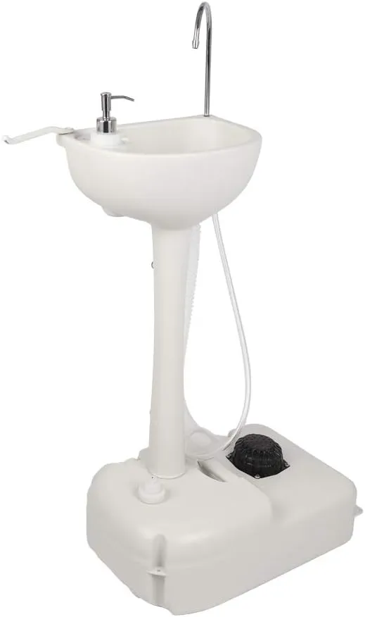 Portable Camping Sink with Towel Holder & Soap Dispenser, Portable Sink Camping Hand Washing Station Hand Wash Basin Stand with Rolling Wheels for Outdoor Events, Gatherings, Worksite, Camping