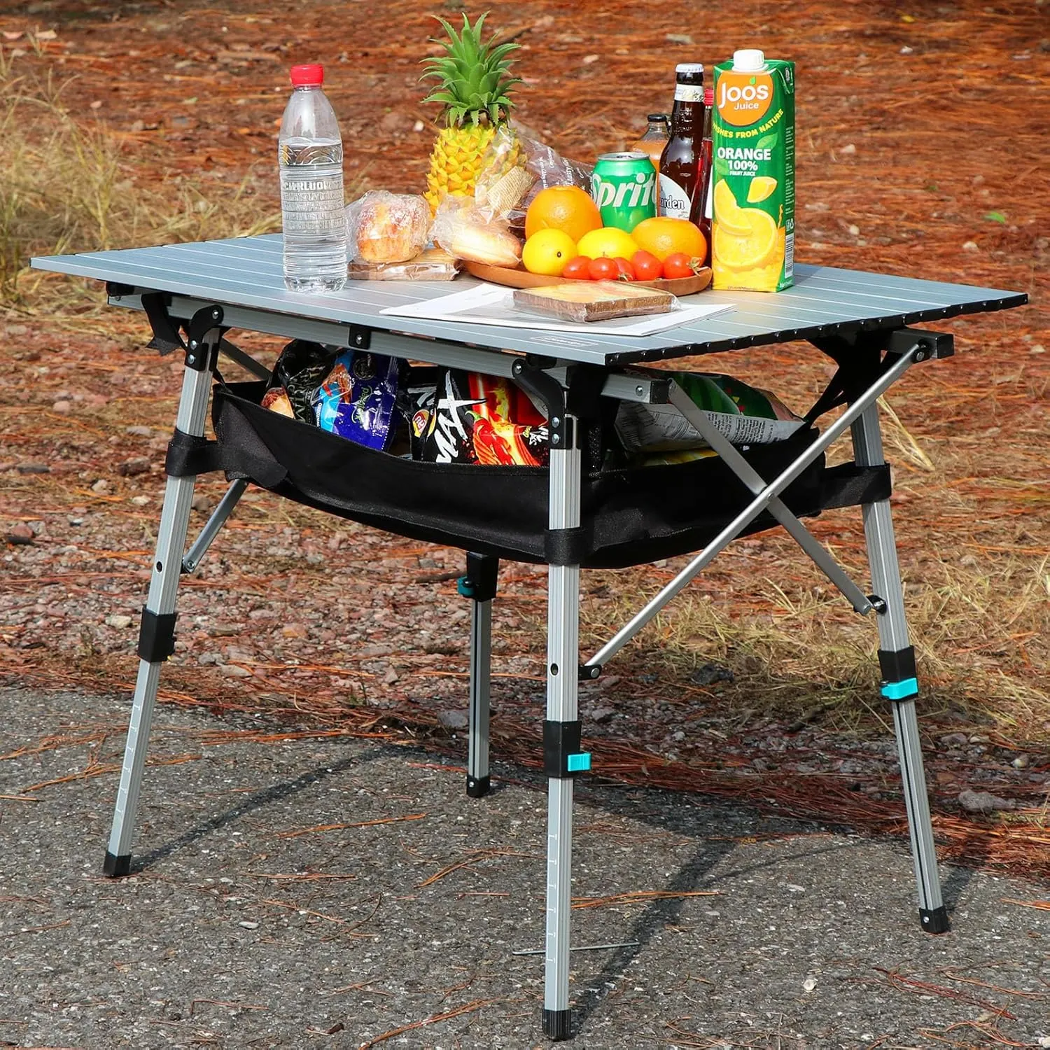 Portable Camping Table with Adjustable Legs, Lightweight Aluminum Folding Table Foldable Table for Outdoor Cooking, Picnic, Beach, Backyards, Rectangular