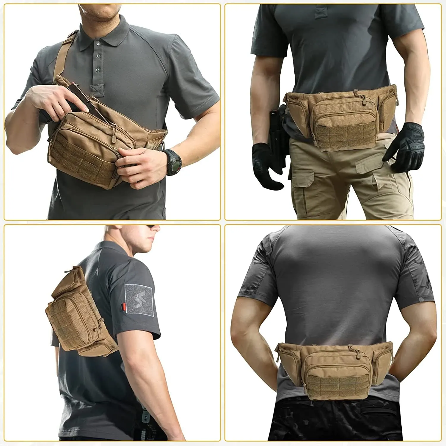 Portable Concealed Carry Waist Bag for Pistols, Tactical Military Design