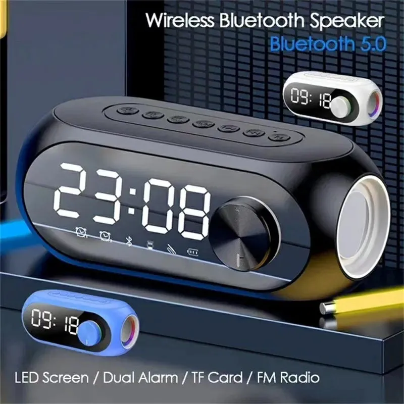 Portable Digital Alarm Clock with Bluetooth Speakers
