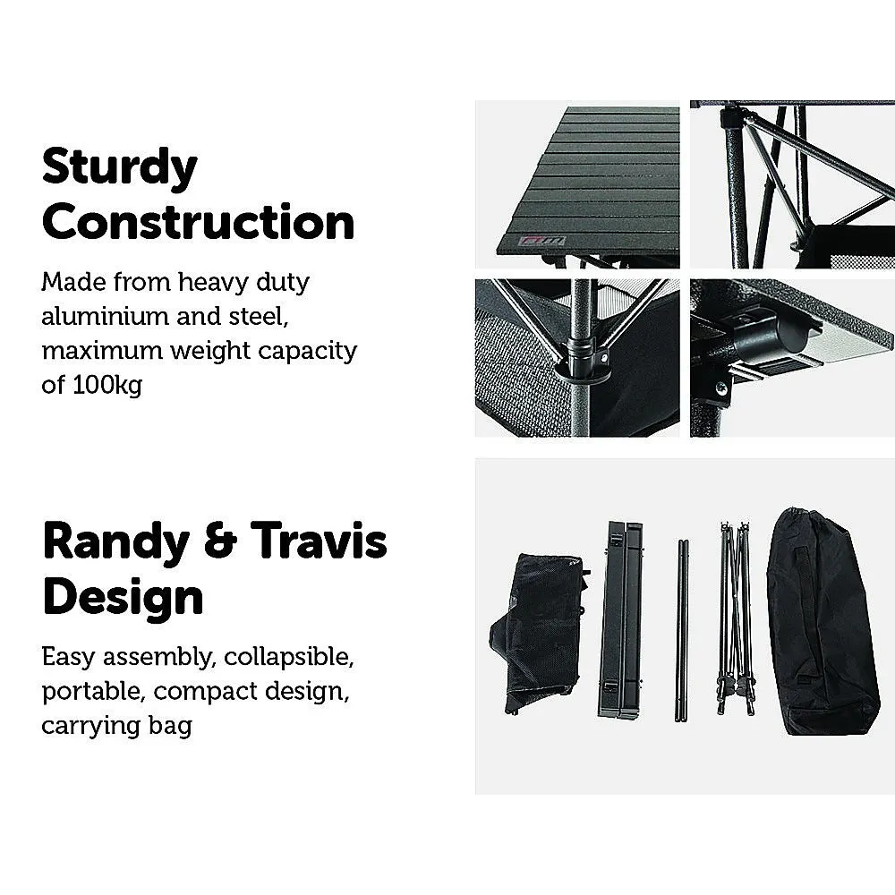 Portable Folding Camping Table with Storage Net and Carrying Bag