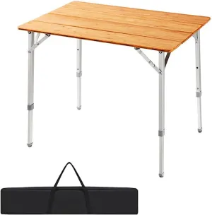 Portable Folding Table, Height Adjustable, for Camping, Picnic and Hiking, with Storage Bag
