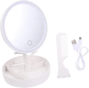 Portable Led Makeup Mirror Storage for Eyeliner Eyebrows for Dark or Poorly Areas Safe Abs Material