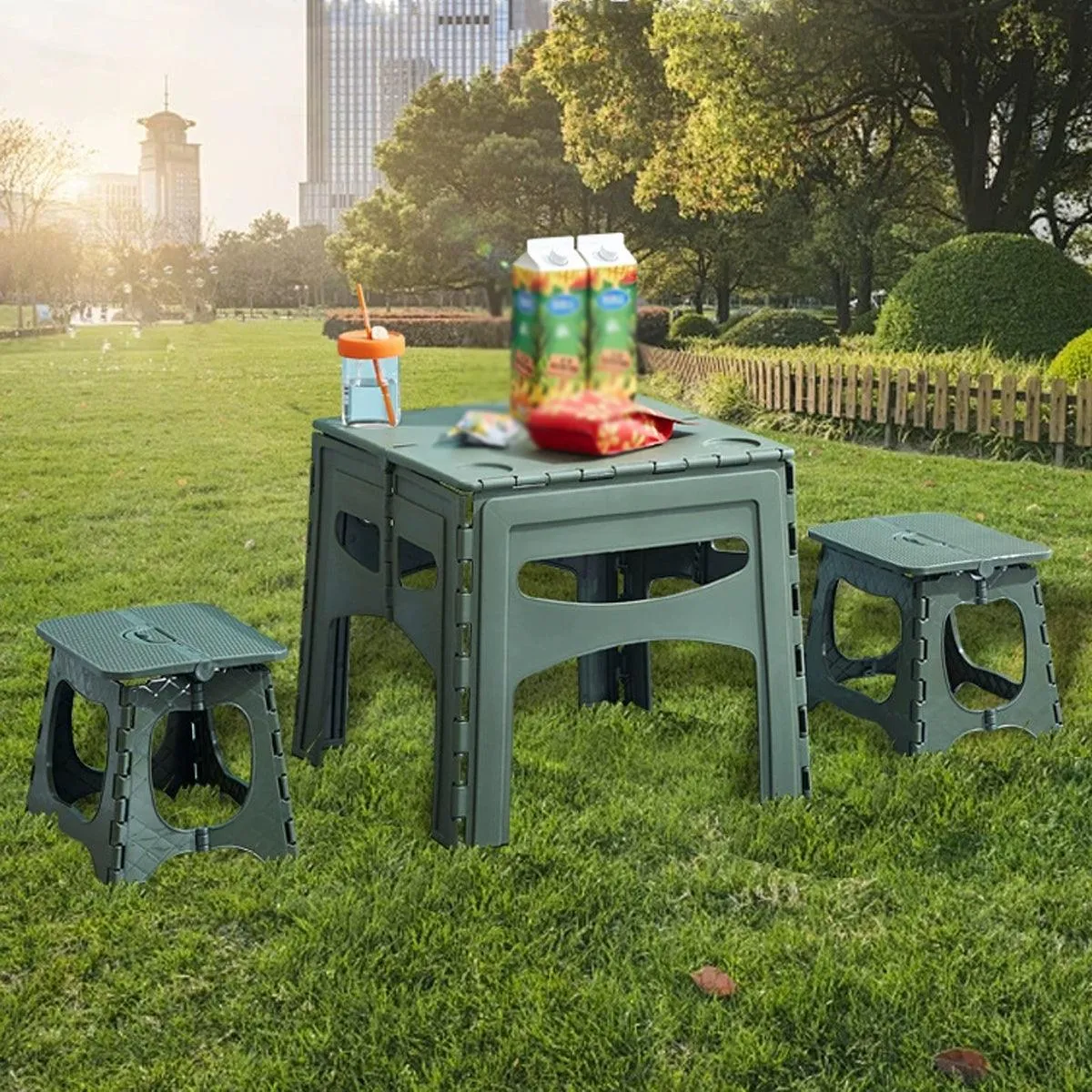 Portable Outdoor Foldable Table and Chairs Set for Camping Picnic Beach Travel