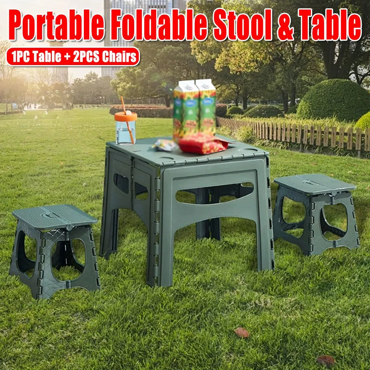 Portable Outdoor Foldable Table and Chairs Set for Camping Picnic Beach Travel