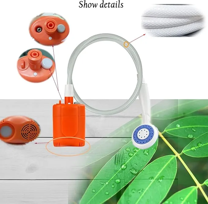 Portable Shower for Camping, Portable Camping Shower, Rechargeable Portable Outdoor Shower Head with Hose, 2 Travel Shower Heads, 6ft Hose