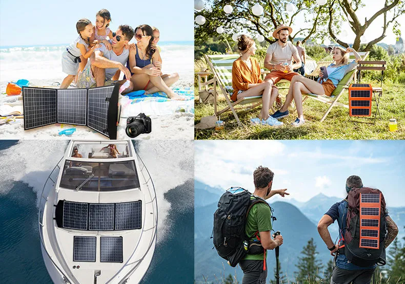 Portable solar panel 4 fold 40w fast charging