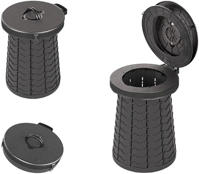 Portable Toilet - 19.7" H Adjustable Foldable Camping Toilet, Luggable Loo with Lid, Strap,Toilet Bag for Camping, Hiking, Travel and Car