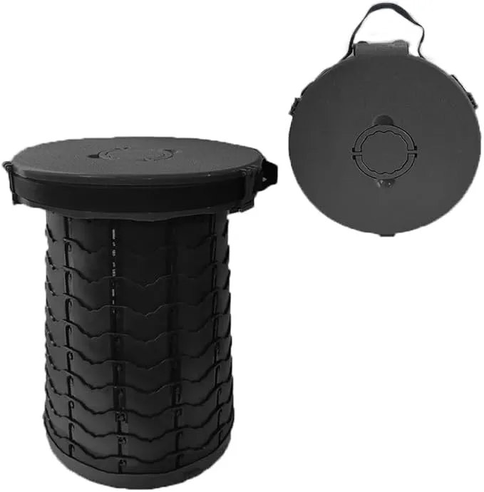 Portable Toilet - 19.7" H Adjustable Foldable Camping Toilet, Luggable Loo with Lid, Strap,Toilet Bag for Camping, Hiking, Travel and Car