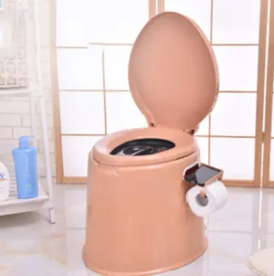 Portable Toilet Seat for The Elderly, Pregnant Women, Children Disabilities Multifunctional Mobile Toilet Camping Toilet, 43x35x35cm, Gold