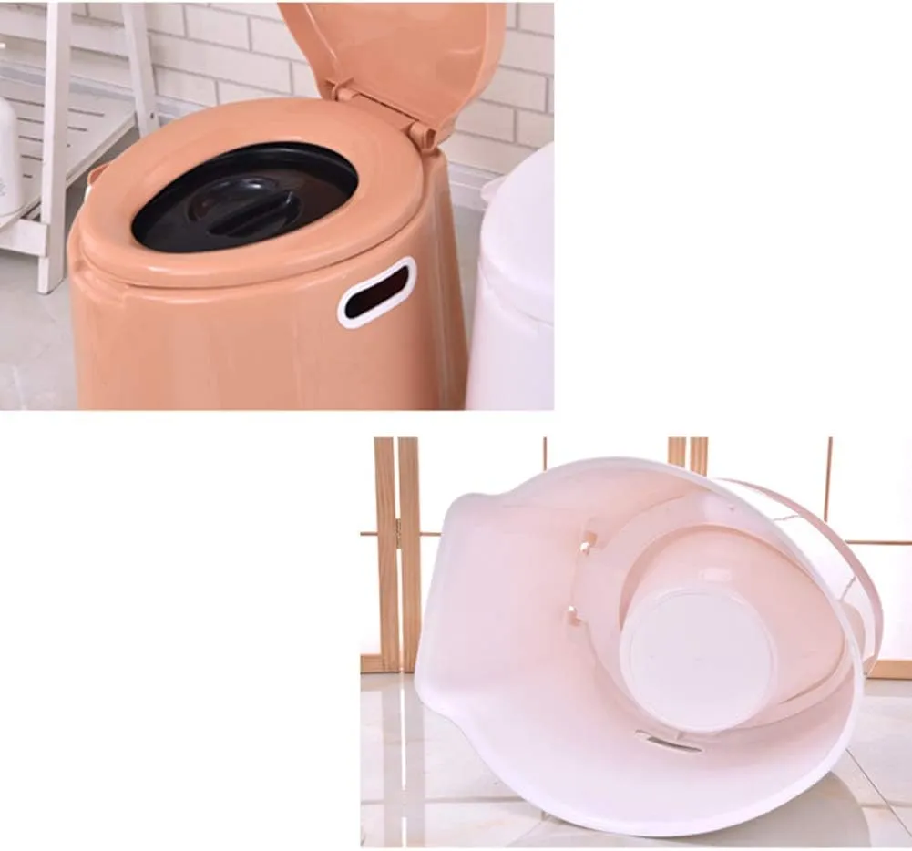 Portable Toilet Seat for The Elderly, Pregnant Women, Children Disabilities Multifunctional Mobile Toilet Camping Toilet, 43x35x35cm, Gold