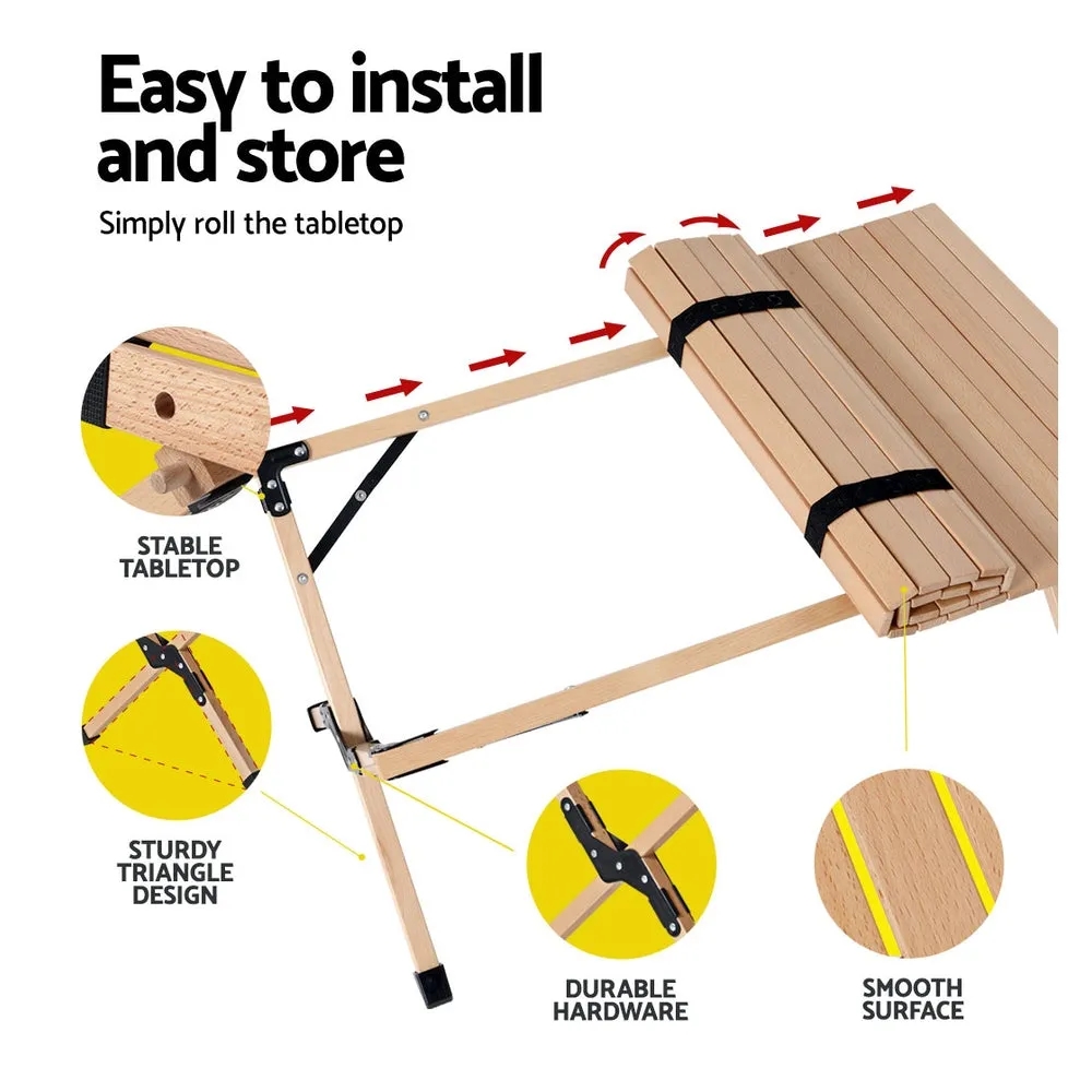 Portable Wooden Picnic Camping Fold Up Table - 90CM