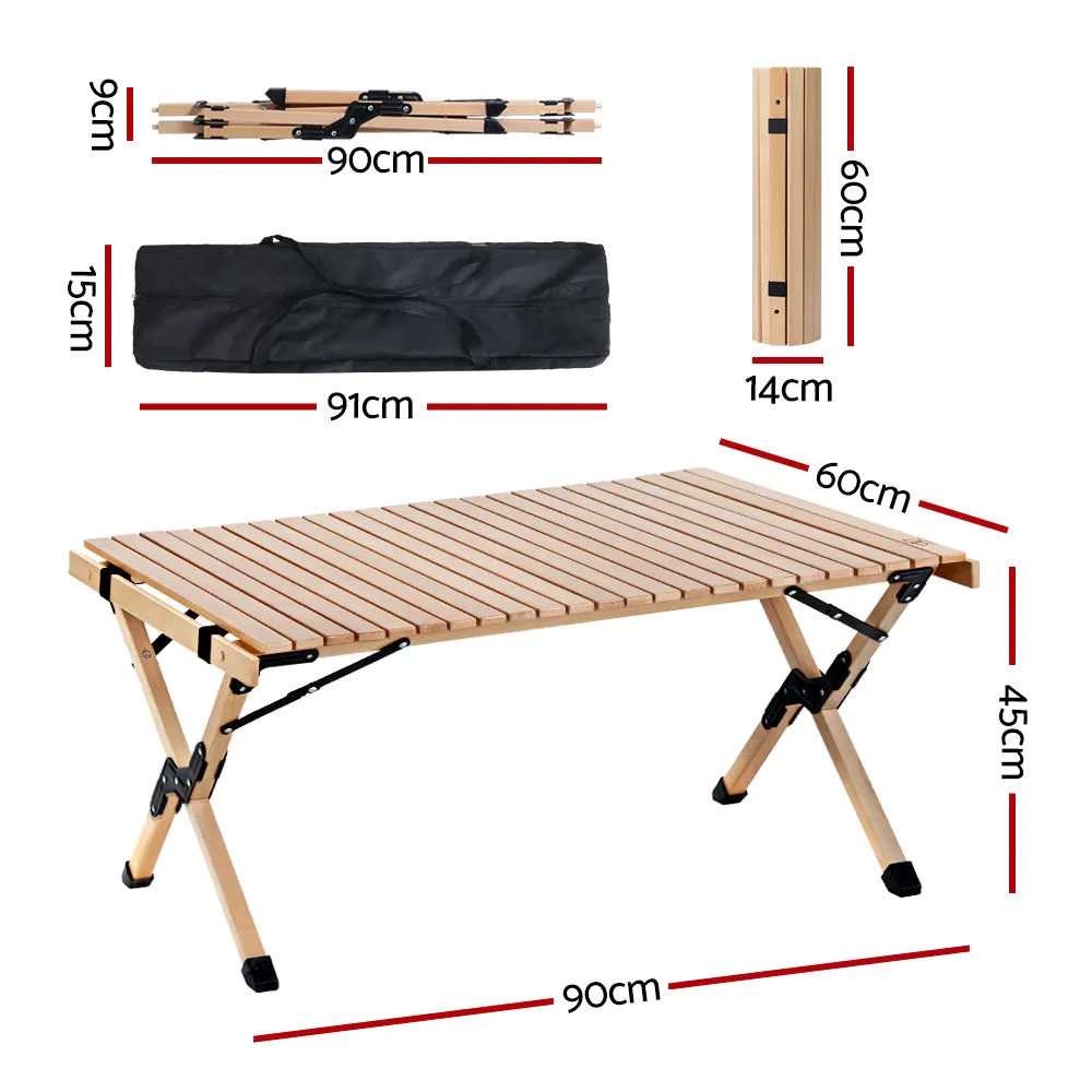 Portable Wooden Picnic Camping Fold Up Table - 90CM