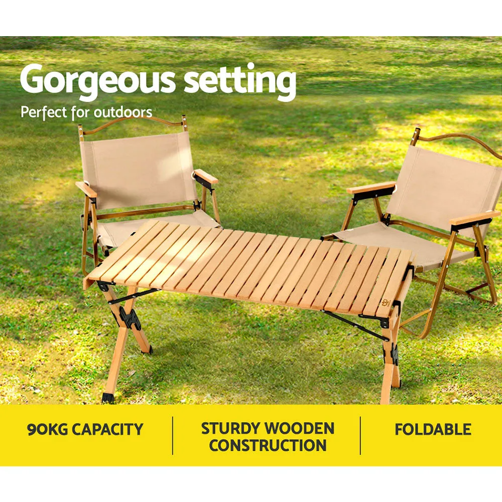Portable Wooden Picnic Camping Fold Up Table - 90CM