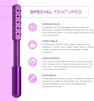 Premium Beauty Roller, Facial Massaging Tool with 30 Germanium Stones, Ice Roller for Face， Up Lifting and Skin Care, Instant Results(Black)