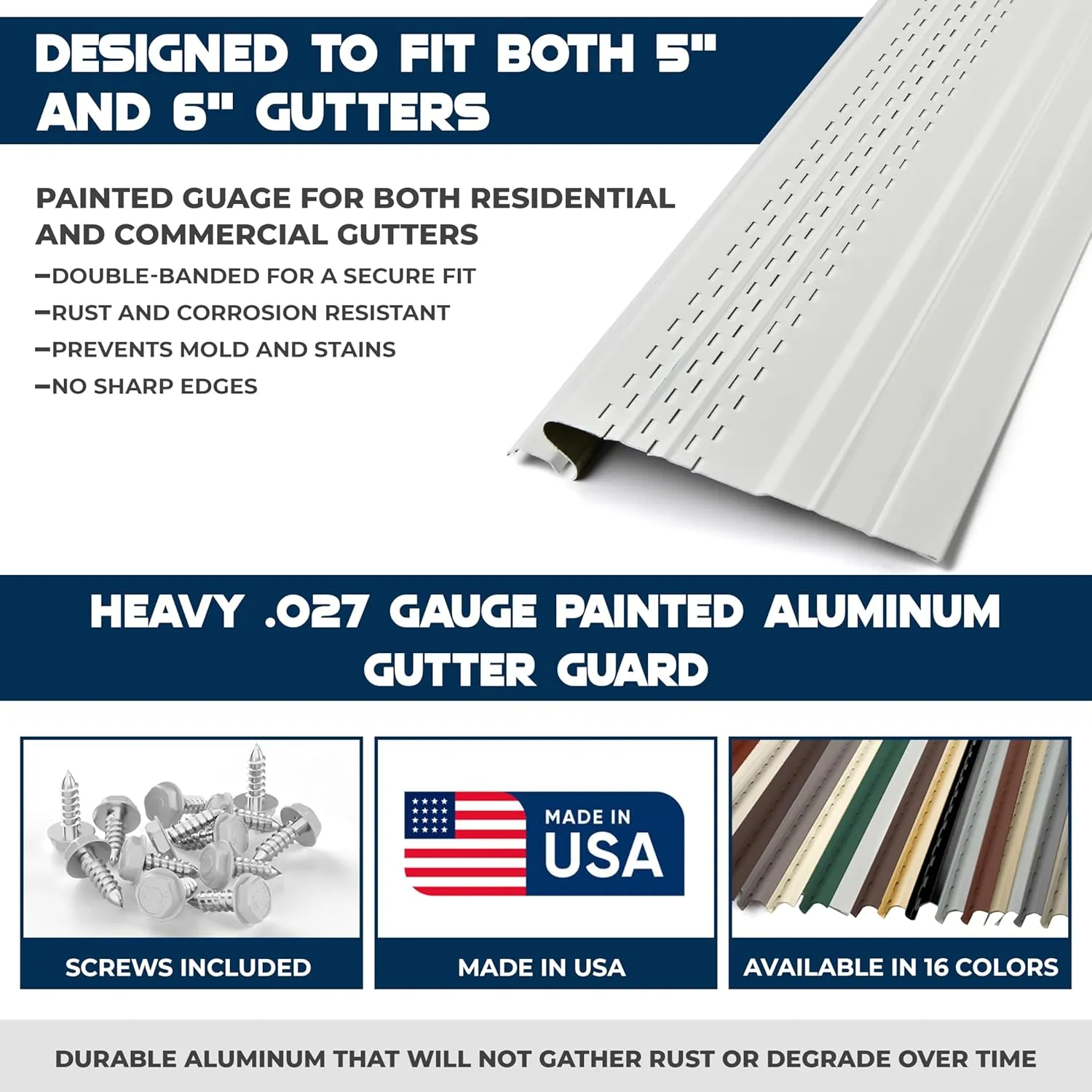 Pro Gutter Guards Leaf Protection 35 Feet Pack Musket Brown, A Contractor-Grade Gutter Guard from Manufacturer, Domestic Aluminum Gutter Covers 5 and 6 Inch Gutters