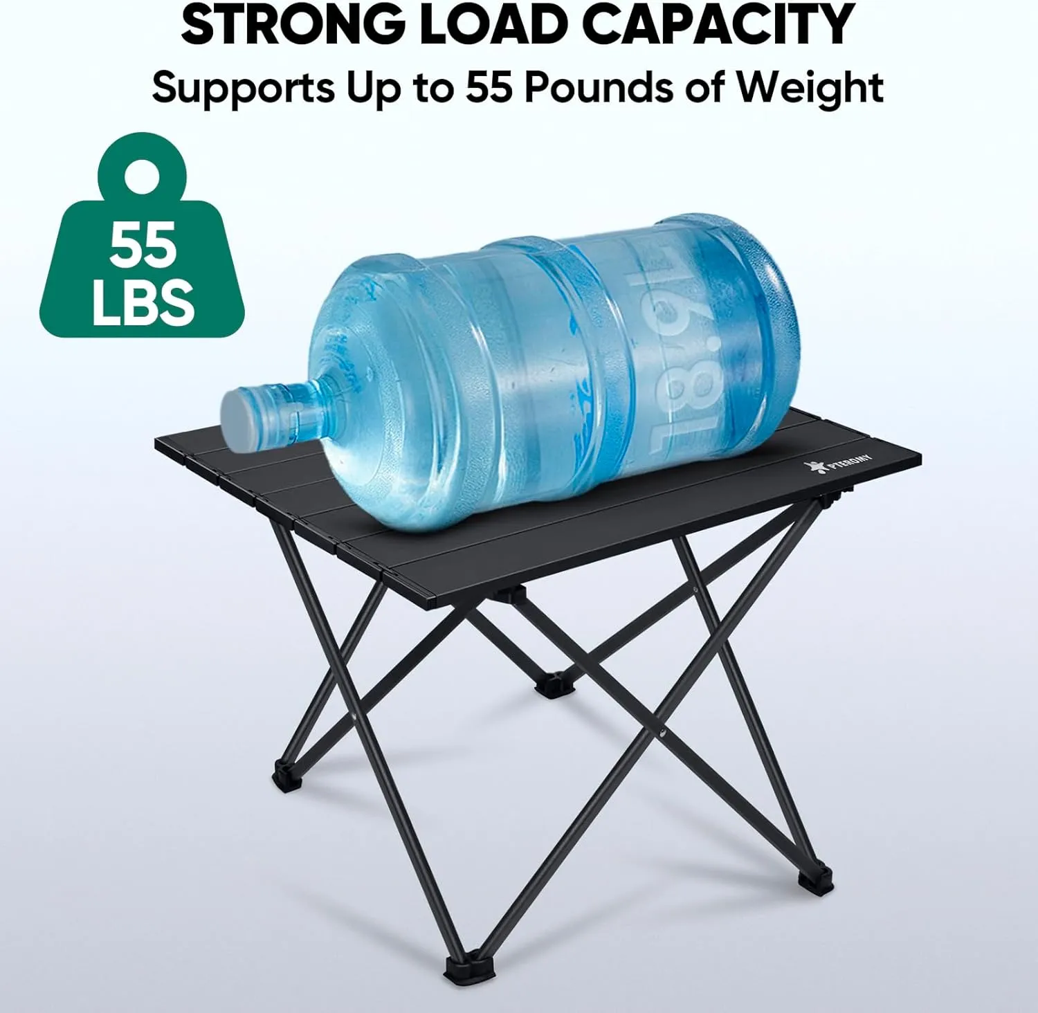 PTEROMY Folding Camping Table, Portable Beach Table with Ultralight Aluminum Tabletop for Travel, Outdoor, Camping, Picnics, and BBQs (Medium, Black)