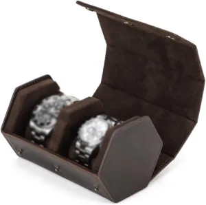 PTEXTU Handmade Couple Genuine Leather Watch Case In a Cowhide Two Piece Anti Drop Mechanical Watch Storage Box