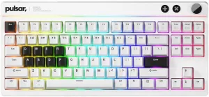 Pulsar XBOARD QS Mechanical Gaming Keyboard – QMK/VIA, Hot Swappable Linear Switch, TKL Layout Gasket Mount, Aluminum Frame, RGB LED Backlit, Knob, Dual PC Quick Switch for Mac/Windows (White)