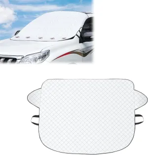 QODOLSI 1 PC Windshield Cover for Ice and Snow, 74.8" x 47.6" Car Front Windshield Protective Cover, 4-Layer Protection for Snow Ice All Weather Protector, Universal for Most Car SUV (Silver)