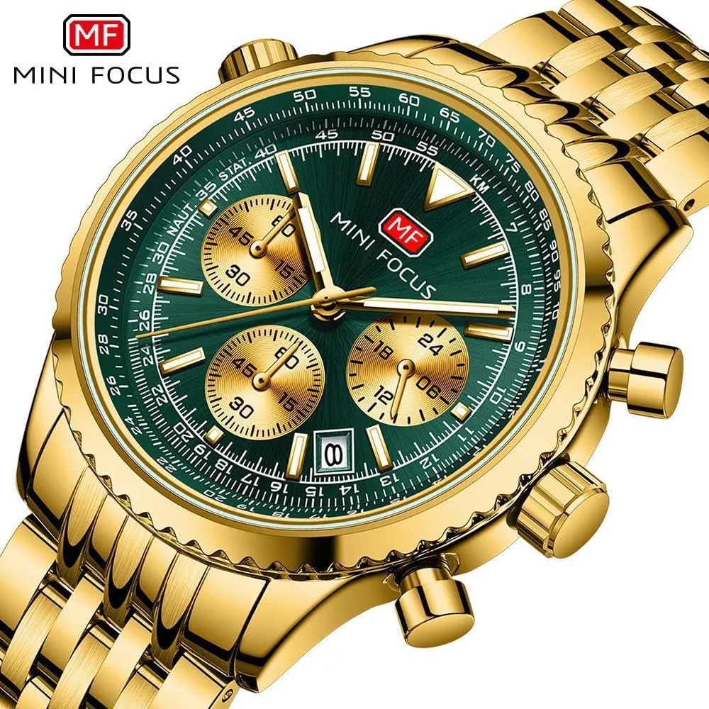 Quartz Watch for Men Analog Watches Waterproof 24-Hour Chronograph Wristwatch Auto Date Steel Strap