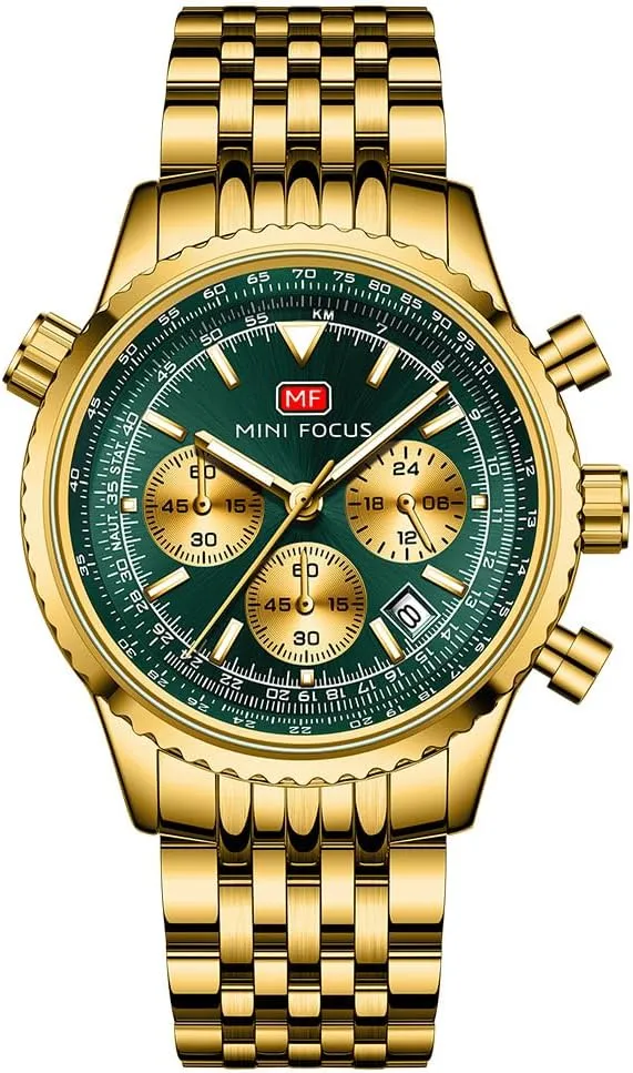 Quartz Watch for Men Analog Watches Waterproof 24-Hour Chronograph Wristwatch Auto Date Steel Strap
