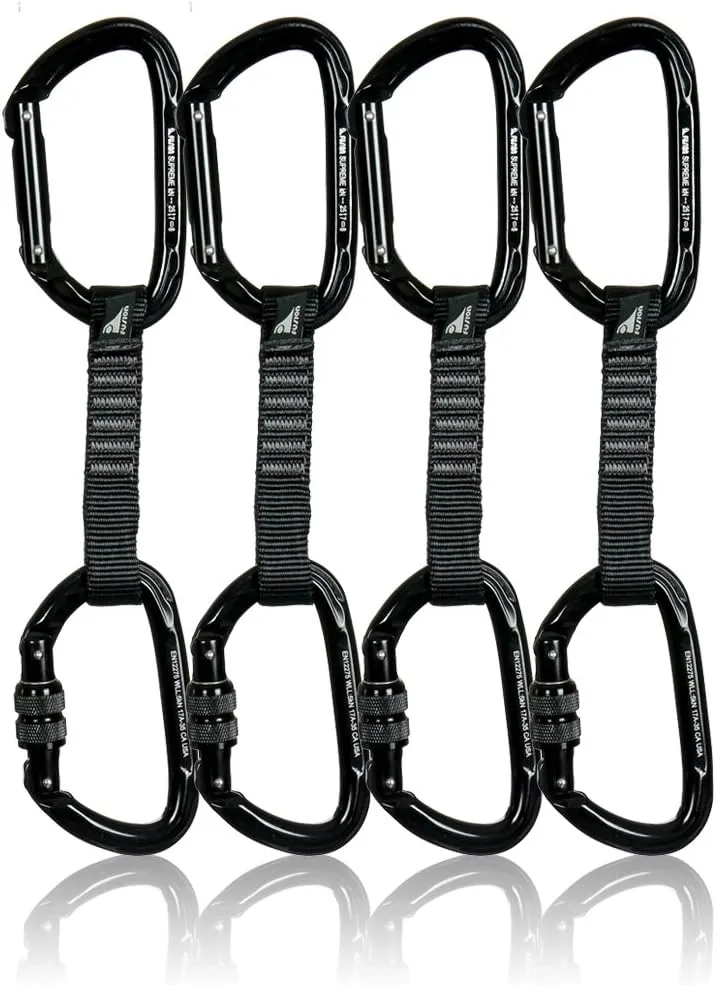 Quickdraw Set with Straight Gate and Screw Gate Carabiners, 4-Pack