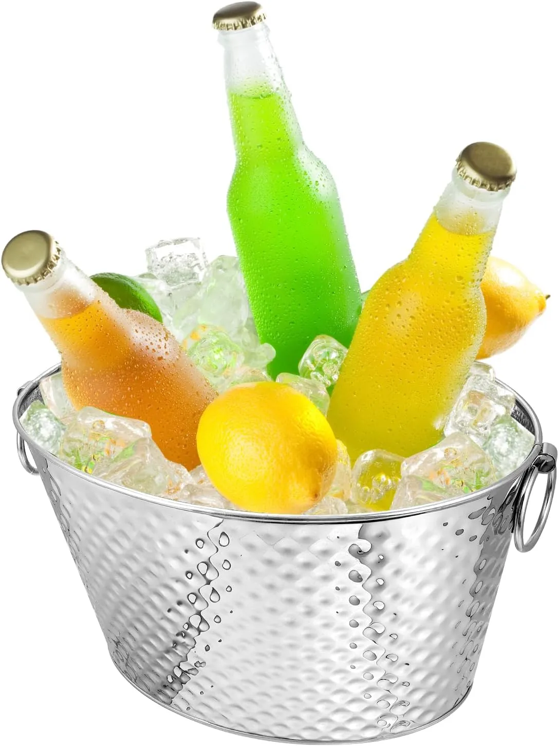 QWORK Stainless Steel Beverage Tub & Ice Bucket - 3.4 Gallon Leak-proof and Rust-Resistant with Dual Hinges & Lead-Free Certification 15.3" x 10.6" x 8.8"
